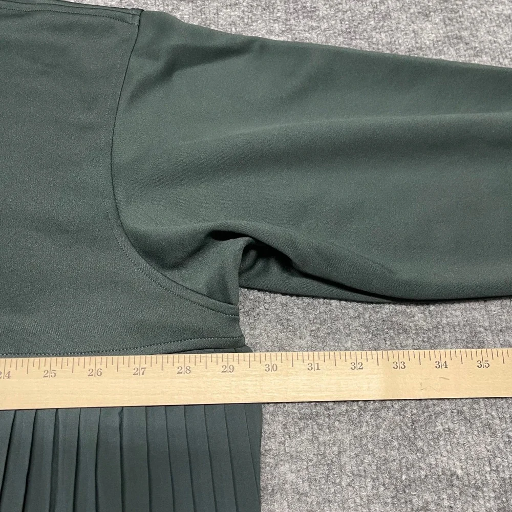 Nike Jacket‎ Womens Large Green Pleated Mixed Media Pleated Bomber Oversized